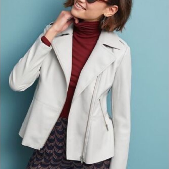 Anthropologie Light Gray Peplum Moto Jacket - Picture 3 of 3